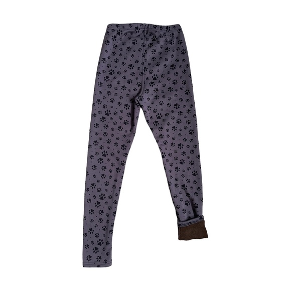 Just Cozy Faux Fur-Lined Paw Prints Leggings Size Medium - Picture 2 of 3